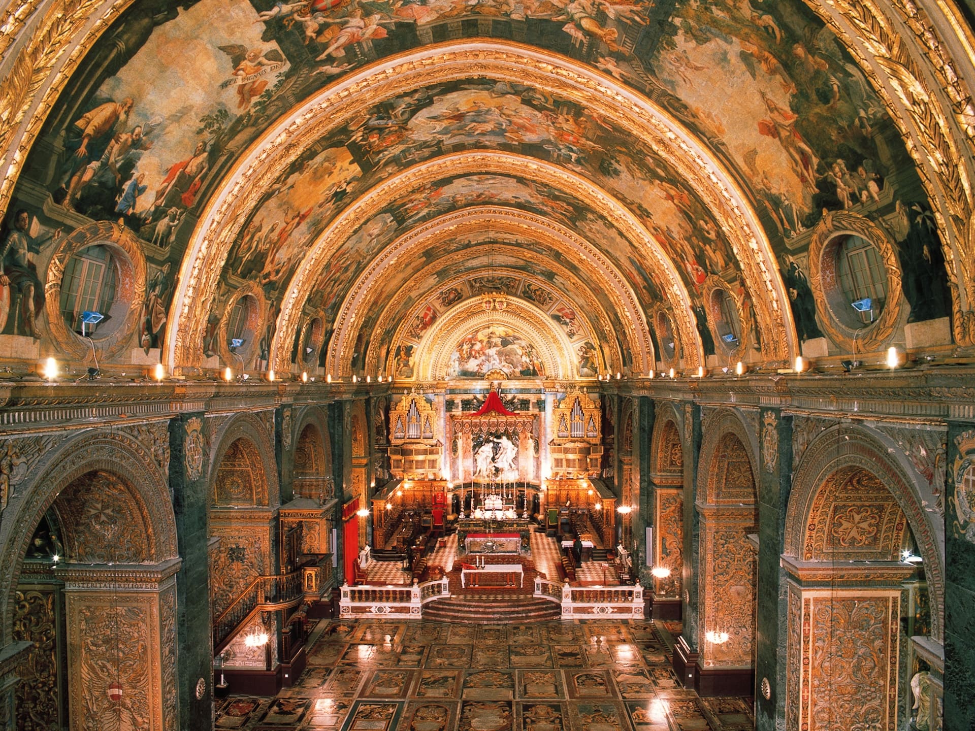 St John’s Co-Cathedral in Valletta Ornate vaulted ceiling of St John’s Co-Cathedral in Valletta