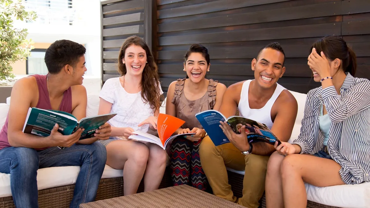 Students at an English school in Malta Group of international students at an English school in Malta