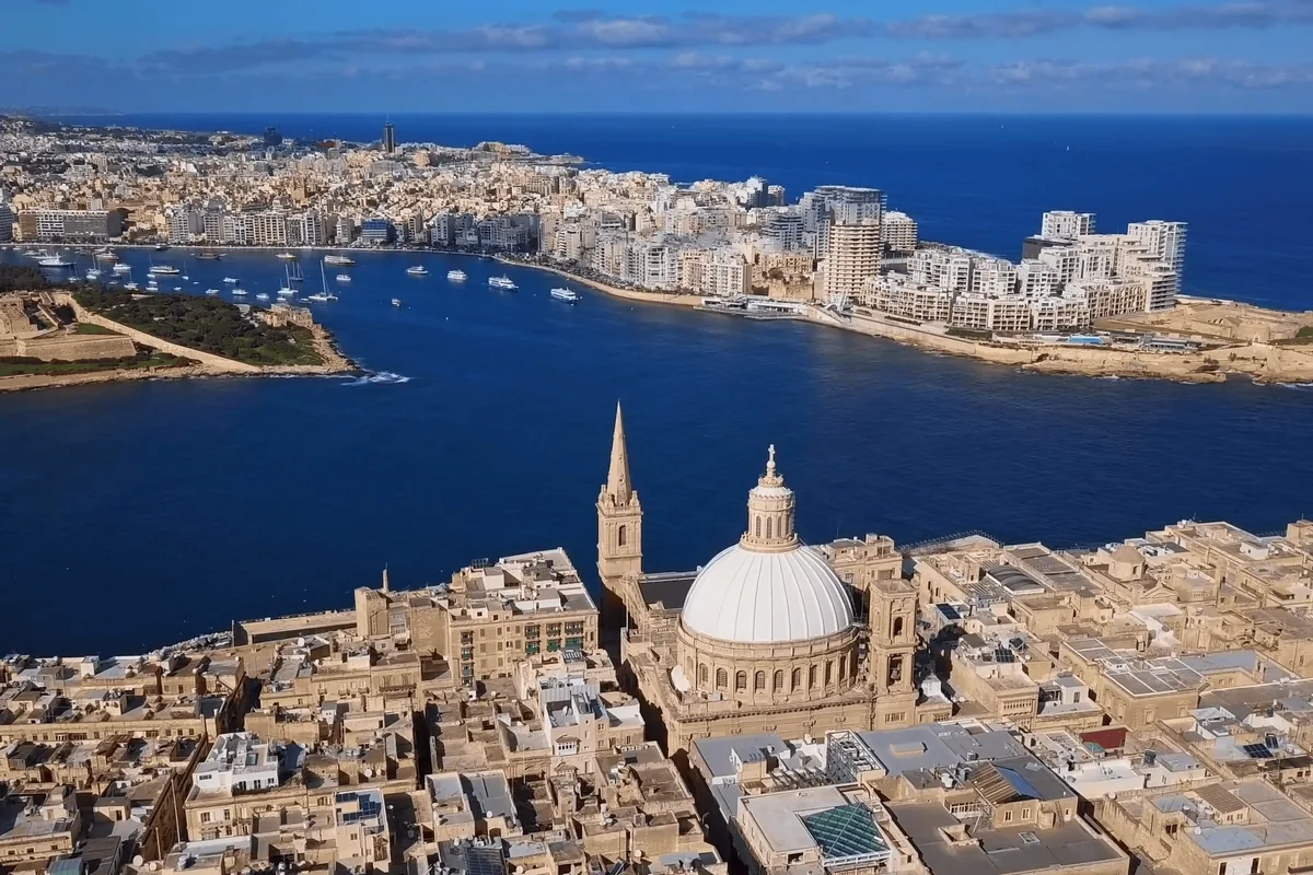 Valletta from the air Aerial view of Valletta and its Grand Harbour in Malta