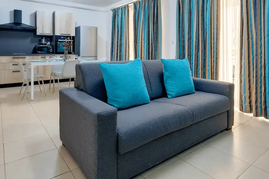 Sofa in the living room of an apartment in Malta